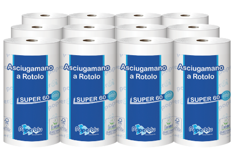 ASCIUGAMANO ROTOLO SUPER 60 2V IMBUSTATO SING BALLA DA 12 PZ